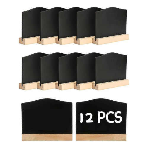 12Pack Mini Chalkboard Signs, Kitchen Notes Chalk Boards with Stands 10X7.2cm Small Blackboard Mess
