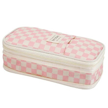 Large Capacity Pencil Case for Teens Girls -Cute Checkerboard Pencil Pouch with Zipper, Stationery