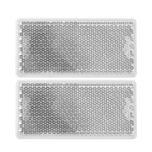 2Pcs White Plastic Trailer Reflectors Adhesive Stick-on Safety Strips