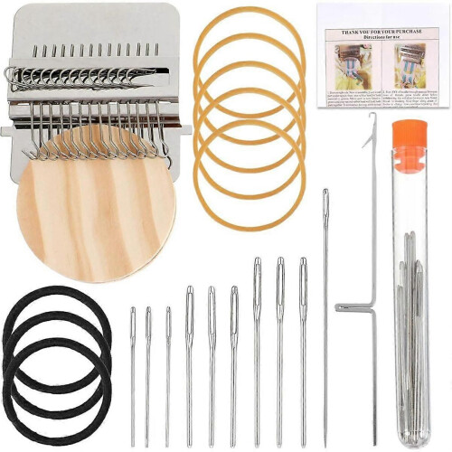 Mini Machine Kit, Wooden Weaving Tool with Stainless Steel , Type Weave Tool for Beginners Quickly