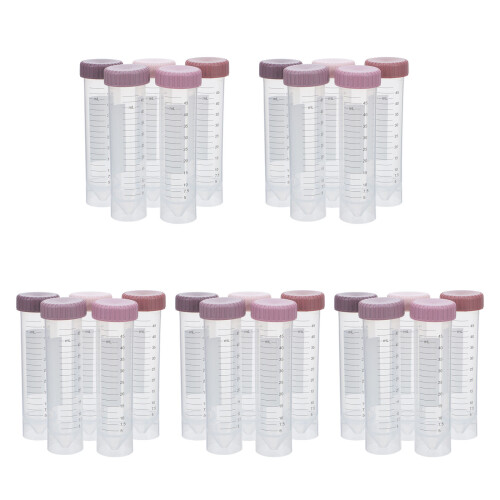 25Pcs Leakproof Red Plastic Test Tubes with Screw Caps for Lab Samples