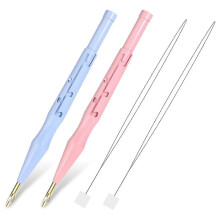 2 Pack Adjustable Embroidery Punch Needle Pen Tool, Punch Needles Adjustable Sewing Threader Needle