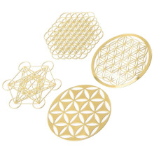 4-teiliges Set Metall-Energie-Dekoraufkleber Blume des Lebens