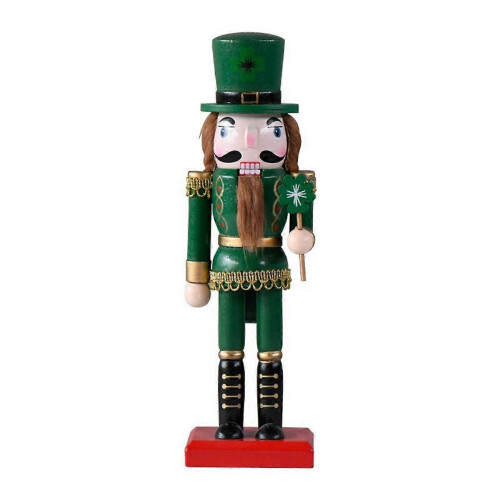 Nutcracker Decoration Wooden Figurine Nutcracker Green King Roral Solider Figurines St. Patrick' S Day Nutcracker
