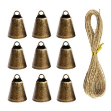 9-teiliges Set Vintage-Bronze-Glöckchen mit Seil, ideal für Bastelarbeiten und Weihnachtsdekoration