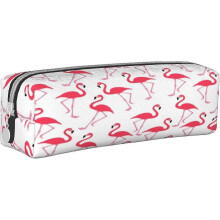 Federmäppchen aus Leder mit rosa Flamingo-Motiv, tragbare Schreibwarentasche für Teenager, Mädchen und