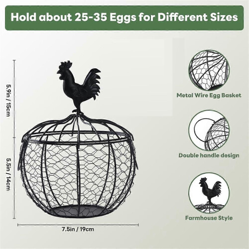 Wire Egg Basket for Gathering Fresh Egg,Chicken Egg Collecting Basket A 2