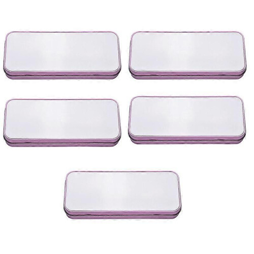 5PCS Sublimation Blank Metal Tin Pencil Box Case Pink