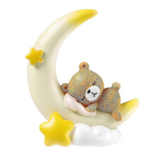 Bear and Moon Figurine Statue, Baby Moon Cake Topper for Birthday Cakes