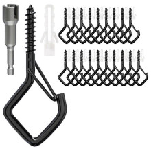 Screw Hooks with Safety Buckle, Heavy Duty Ceiling Hooks for Hanging Outdoor String Lights, Plants,