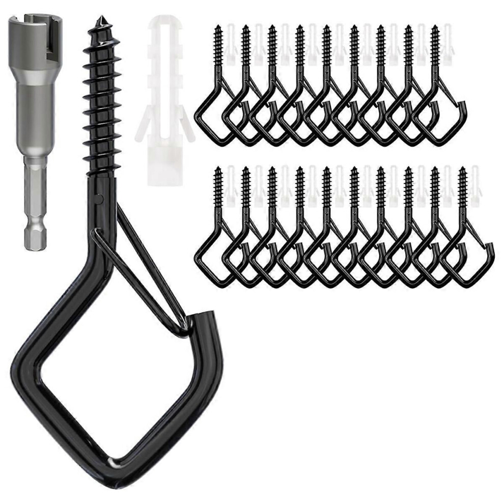 Screw Hooks With Safety Buckle, Heavy Duty Ceiling Hooks For Hanging Outdoor String Lights, Plants, 9319739870503
