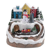 Houses Sets Rotating Train Display Figurines LED Light Up Musical Christmas Holiday Decoration