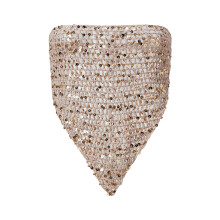 (One Size, Khaki) Womens Sequin Knit Tube Tops Handkerchief Hem Cutout Bandeau Versatile Boho Headscarf