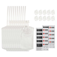 10 Stück 400 ml transparente Trinkbeutel mit 10 Dekorationsaufklebern