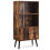 Vintage Bookshelf with 3 Shelves & 2 Doors, Solid Wood Legs 2