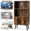 Vintage Bookshelf with 3 Shelves & 2 Doors, Solid Wood Legs 4