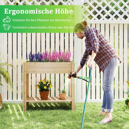 Hochbeet aus Holz mit Ablage und Drainage 1