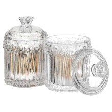 2er-Pack niedliche Glasbehälter mit Deckel, ideal als Bonbonglas, Badezimmerbehälter, Make-up-Aufbewahrungsorganizer