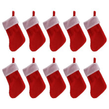 10 rote Filz-Weihnachtsstrümpfe, Weihnachtsstrumpfhalter, Socken