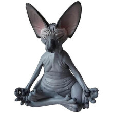 Sphynx Cat Meditate,Thinking Cat Statue,Meditating Thinking Cat,Sphynx Hairless Cat Meditation Collectible Decor