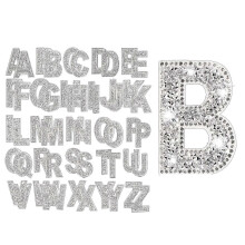 52 Stück Glitzer-Strass-Buchstabenaufkleber, 6 cm (2,4 Zoll), aus Kunstharz, Strasssteine, zum Aufbügeln,