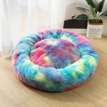 Cuccia rotonda in morbido peluche per gatti, adatta anche a gatti e cani di piccola taglia.