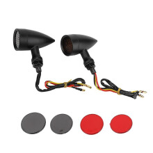 2 Pcs Motorcycle Turn Signal Brake Light Vintage Grille Modification Accessory Black
