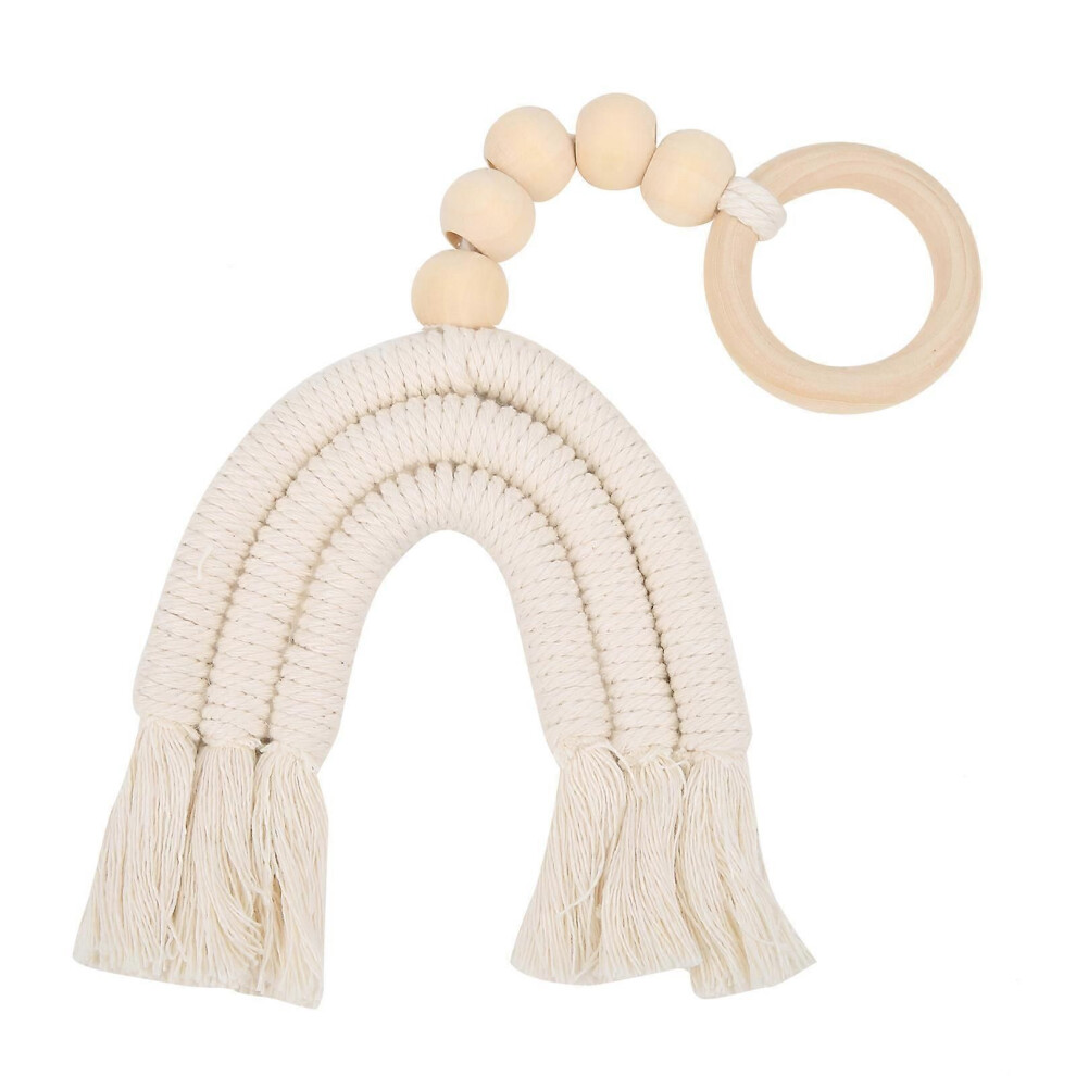 Wooden Ring Hanging Ornament Tassel Children Baby Room Wall Mount DecorationWhite