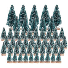 50PCS Miniature Artificial Christmas Tree Small Snow Frost Trees Pine Trees Christmas DIY Decoration