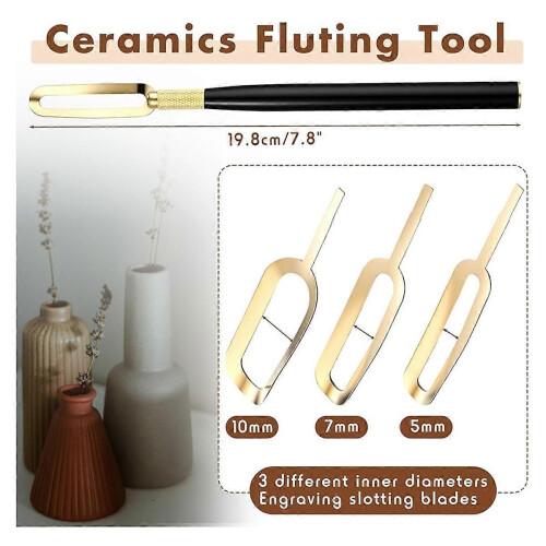4Pcs Pottery Fluting Tool Kit Clay Ceramics Trimming Tools with 3 Different Fluting Handle fo 1