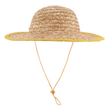 Kids Party Straw Hat Beige Wide Brim Farmer Style Sun Protection