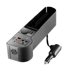 Turvaistuinten tilantäyttöjärjestäjä 12–220 V:n konsolin sivusäilytyslaatikko, 4 USB-porttia, QC3.0-pikalataus,