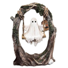 Geist auf Baumschaukel-Statue, niedliche gruselige Halloween-Figur, schöne Geisterdekoration für Schreibtischbücher