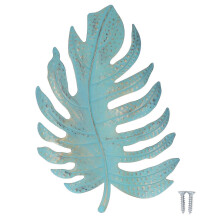 Tropical Leaf Metal Wall Art with Hanging Hole, Retro Style, for Patio, Fence, Porch, Garden