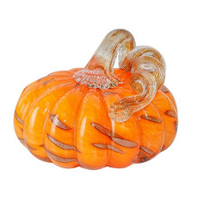 Hand Blown Glass Orange Pumpkin Figurines Crystal Pumpkin Home Decor Collectible Figurine Home Decorations for Tabletop