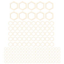 205 Pieces Wooden Hexagon Cutouts, 5 Sizes, Lightweight, Durable, Odorless, for Decoration, DIY Crafts
