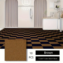 (Brown-1, 10pc) 2/5/10 Self-Adhesive Straight Grain Pattern Carpet, Easy to Peel And Stick, Non Slip, Easy to Sweep, Suitable