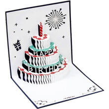 Tarjetas de cumpleaños desplegables 3D, pastel de cumpleaños con luz LED, tarjeta musical de feliz cumpleaños,