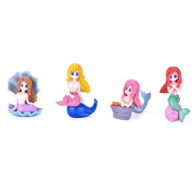4Pcs Aquarium Fish Tank Little Mermaid Ornament Miniature Figurines DIY Cake Decor Desk Craft Access
