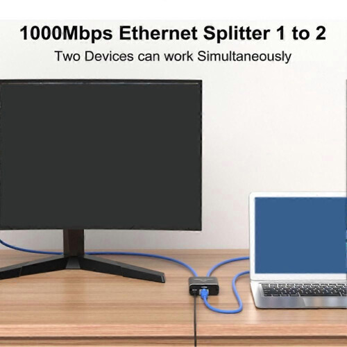 Rj45 Splitter 1 to 2 Gigabit Ethernet Adapter Internet Network Cable Extender for Laptop PC Keyboard Mouse Printer 1