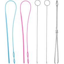 6 Pieces Sewing Loop Kit, Loop Turner Hook Flexible Drawstring Threader Metal Tweezers Long Loop Tu
