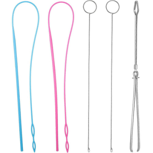 6 Pieces Sewing Loop Kit, Loop Turner Hook Flexible Drawstring Threader Metal Tweezers Long Loop Tu