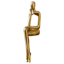 Denkerstatue, abstrakte Figur, Skulptur, kleines Ornament, Harzstatue, Zuhause, Gold, abstrakte Statue,