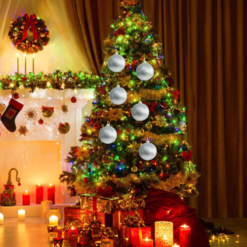 ELEVENTIME silver glitter plastic ball ornament 8 inch 1