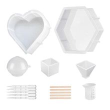 Resin Molds Silicone Kit, Silicone Molds for Epoxy Resin, Flowers Preservation, Including Hexagon