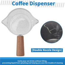 2Pcs Double Spouts Espresso Shot Glasses Measuring Glass Espresso Cups Cookware with Wood Handle for Milk Coffee, 75 Ml