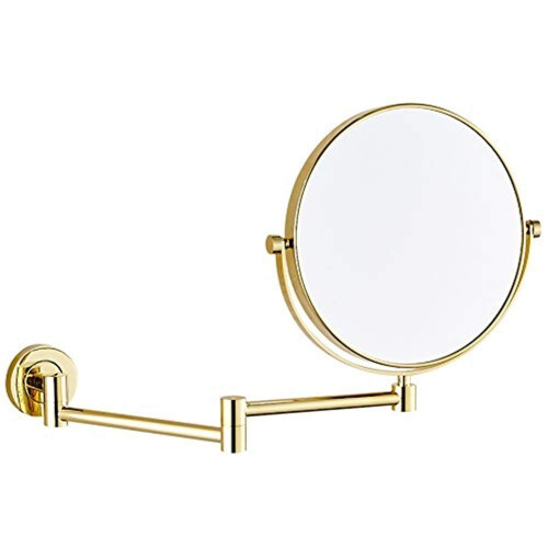 Wall Mounted Makeup Mirror DualSided Magnification 360 Rotating Brass Extendable Vanity Mirror