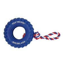 Hondenband kauwspeelgoed, bijtbestendig, met snoepjesdispenser, rubberen, agressief trekspeelgoed met touw voor middelgrote en grote honden, blauw
