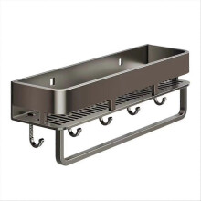 Easy to Install Rustproof Bathroom Shelves Wear- Moisture-Proof Shower Storage Rack with Hook Organ