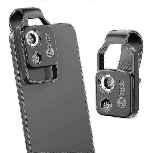 200X Universal Clip-On Cell Phone Microscope with CPL Lens & LED Light, Portable Digital Microscope Accessory 1